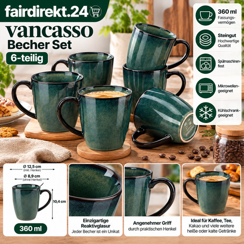 Vancasso kaffeebecher 360ml - 6x,